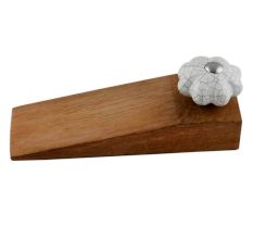 2 Pieces White Crackle Ceramic Melon Wooden Door Stopper